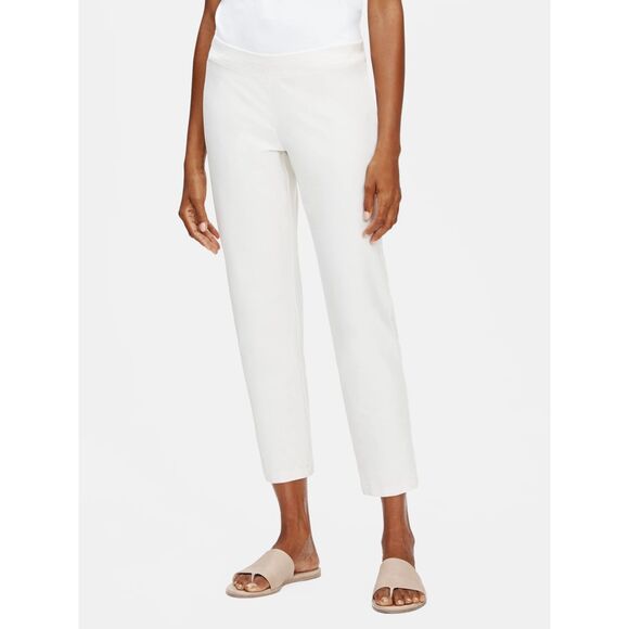 EILEEN FISHER Crepe Slim Ankle Pant White Large - Picture 1 of 6